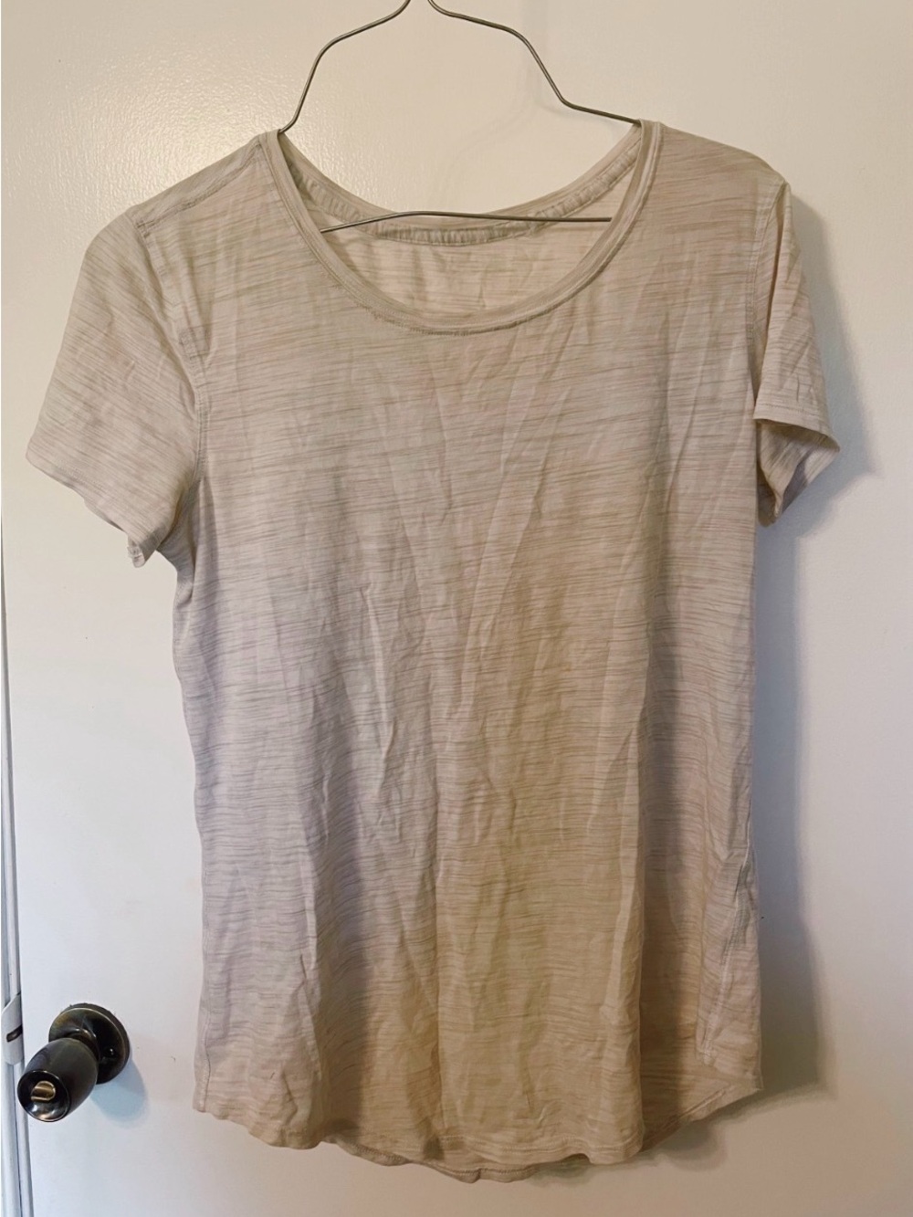 Lululemon short sleeve athletic tee- white and gray